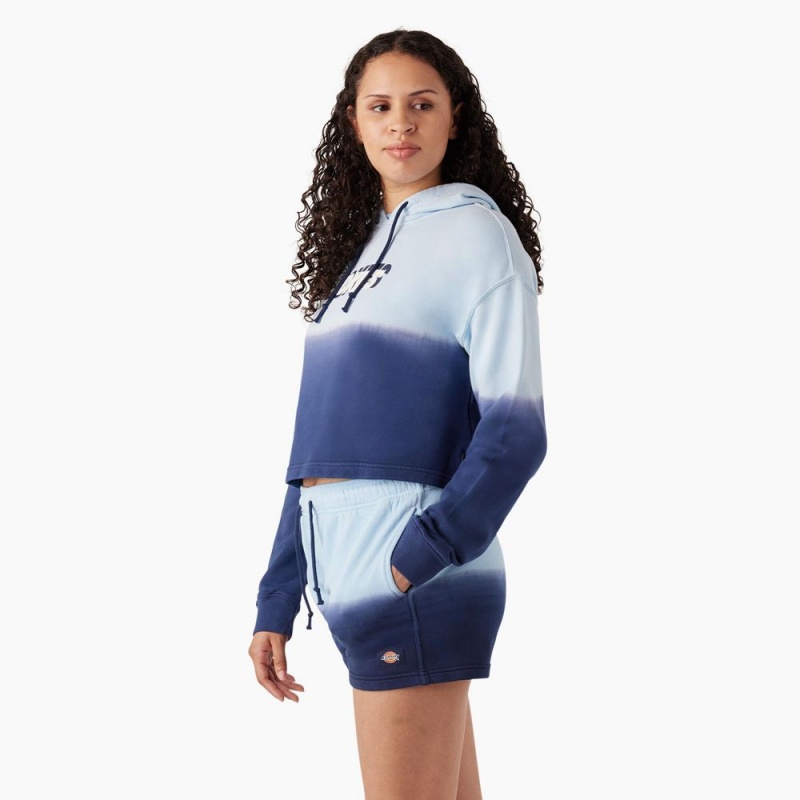 Blue Women's Dickies Cropped Ombre Hoodie | PUS915678