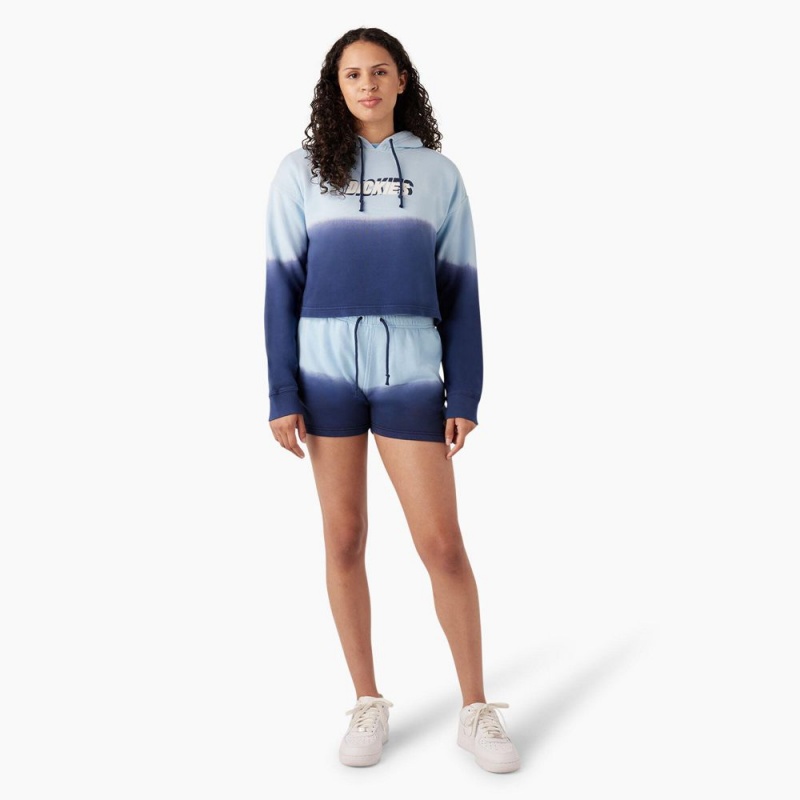 Blue Women's Dickies Cropped Ombre Hoodie | PUS915678