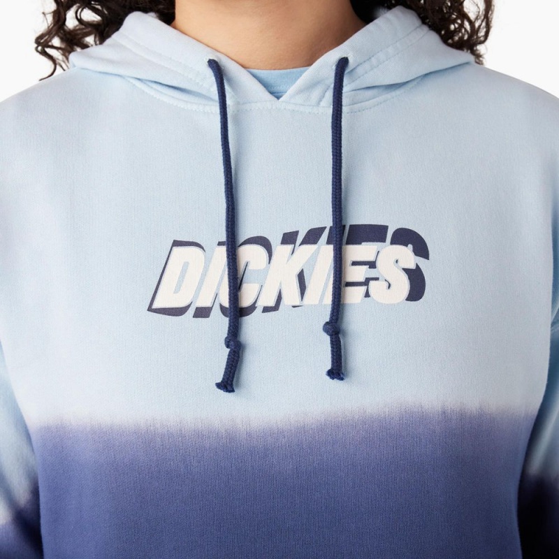 Blue Women's Dickies Cropped Ombre Hoodie | PUS915678