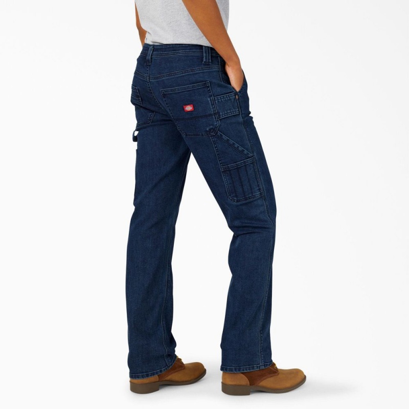 Blue Women's Dickies FLEX Relaxed Fit Carpenter Jeans | RBS598071