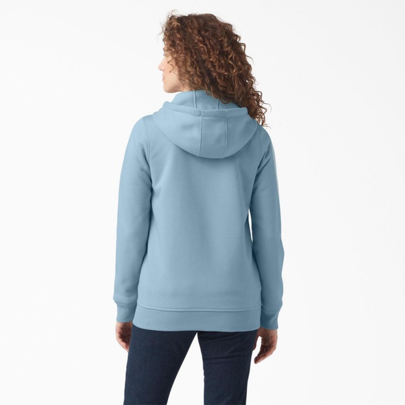 Blue Women's Dickies Heavyweight Full-Zip Fleece Hoodie | BAX612348