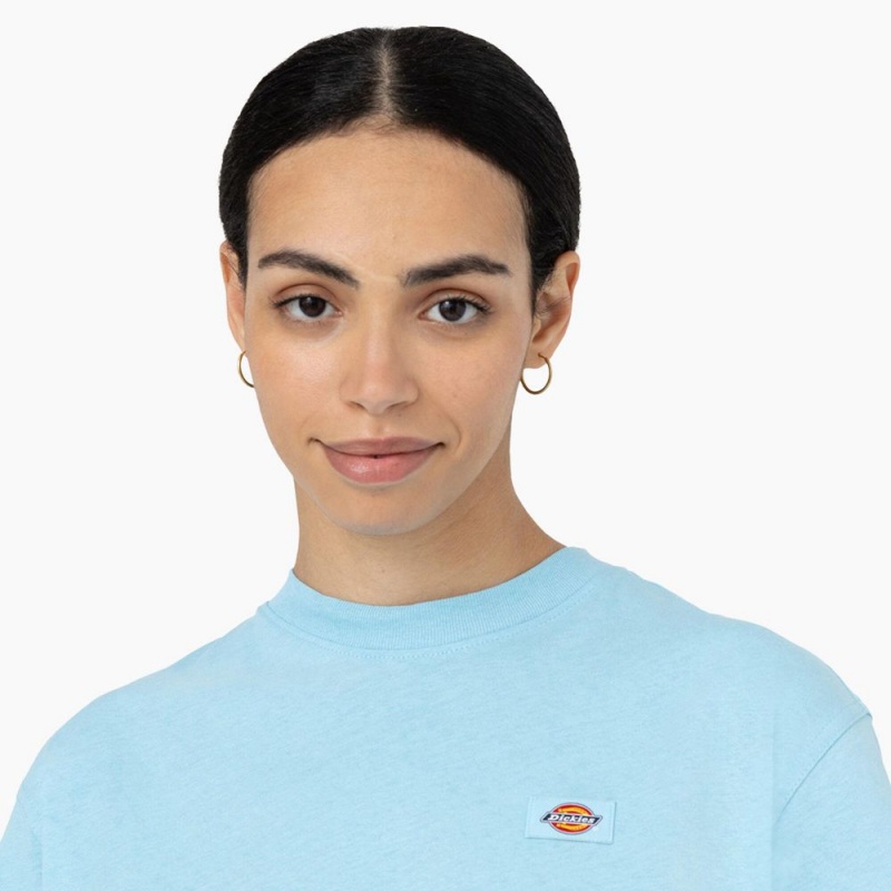 Blue Women's Dickies Oakport Cropped T-Shirt | CZD629184