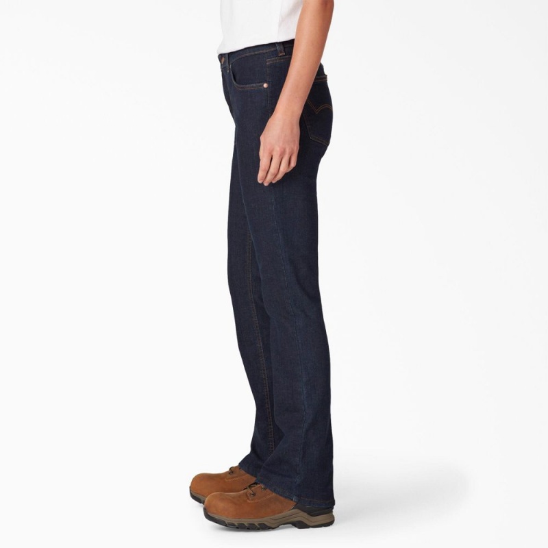 Blue Women's Dickies Perfect Shape Bootcut Jeans | EMC856274