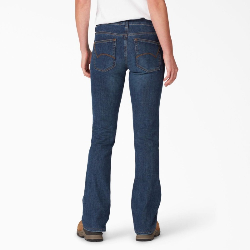 Blue Women's Dickies Perfect Shape Bootcut Jeans | TVI219503