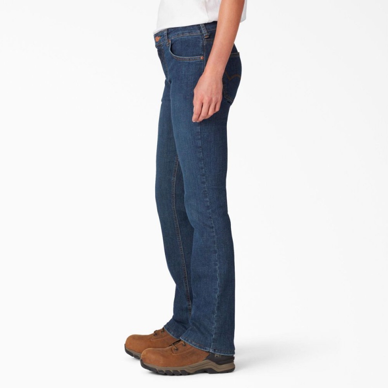 Blue Women's Dickies Perfect Shape Bootcut Jeans | TVI219503