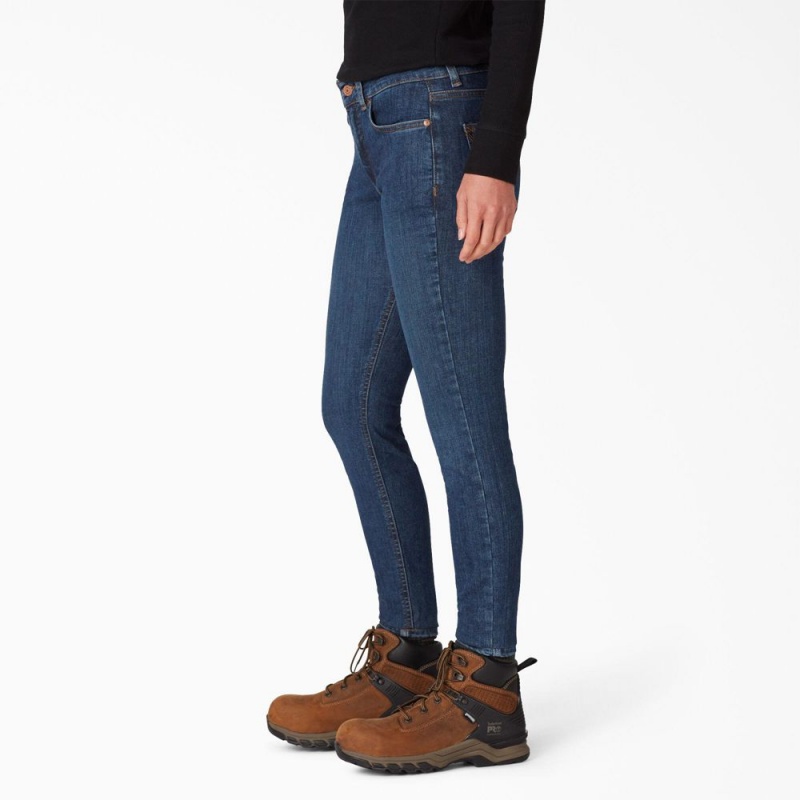 Blue Women's Dickies Perfect Shape Skinny Fit Jeans | PTM963851