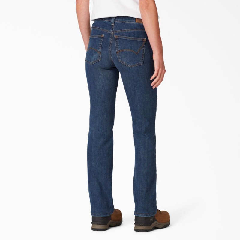 Blue Women's Dickies Perfect Shape Straight Fit Jeans | IYW416389