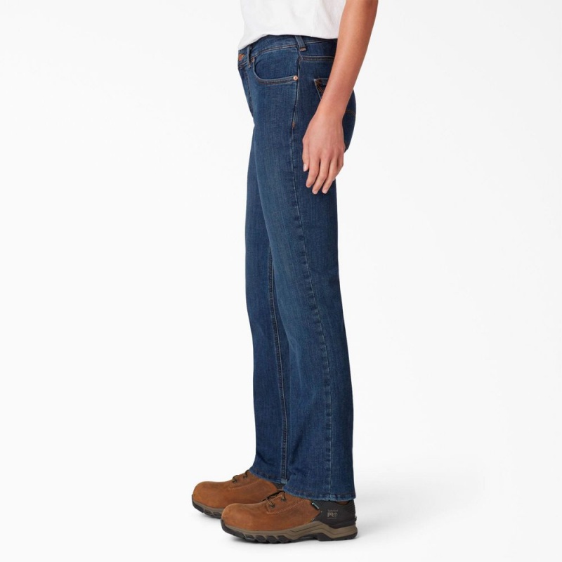 Blue Women's Dickies Perfect Shape Straight Fit Jeans | IYW416389