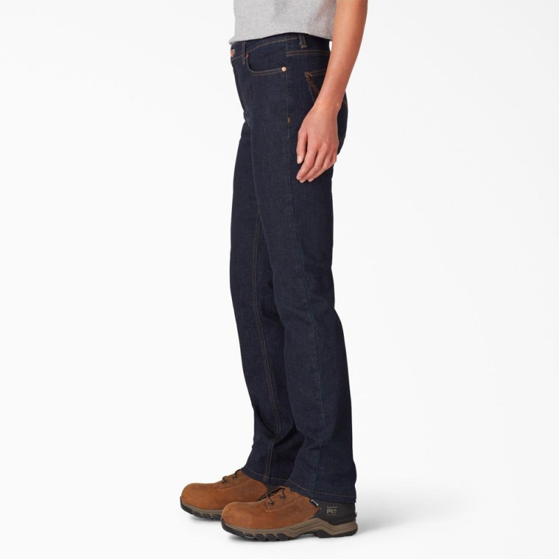 Blue Women's Dickies Perfect Shape Straight Fit Jeans | KAY543712