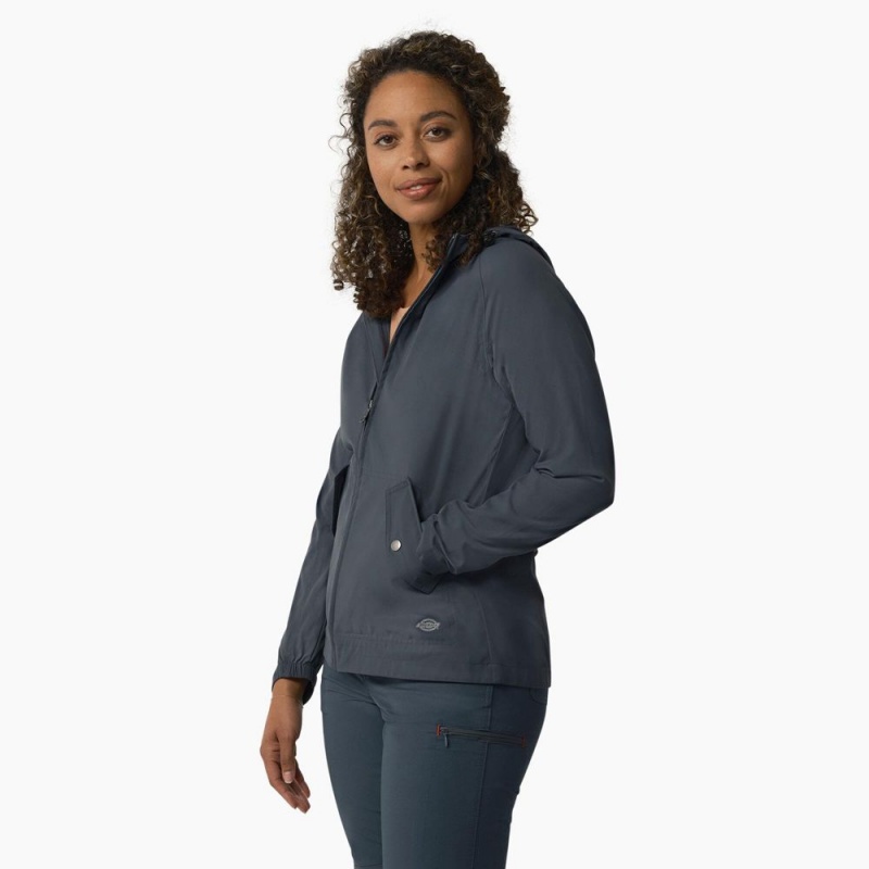 Blue Women's Dickies Performance Hooded Jacket | OVI930856