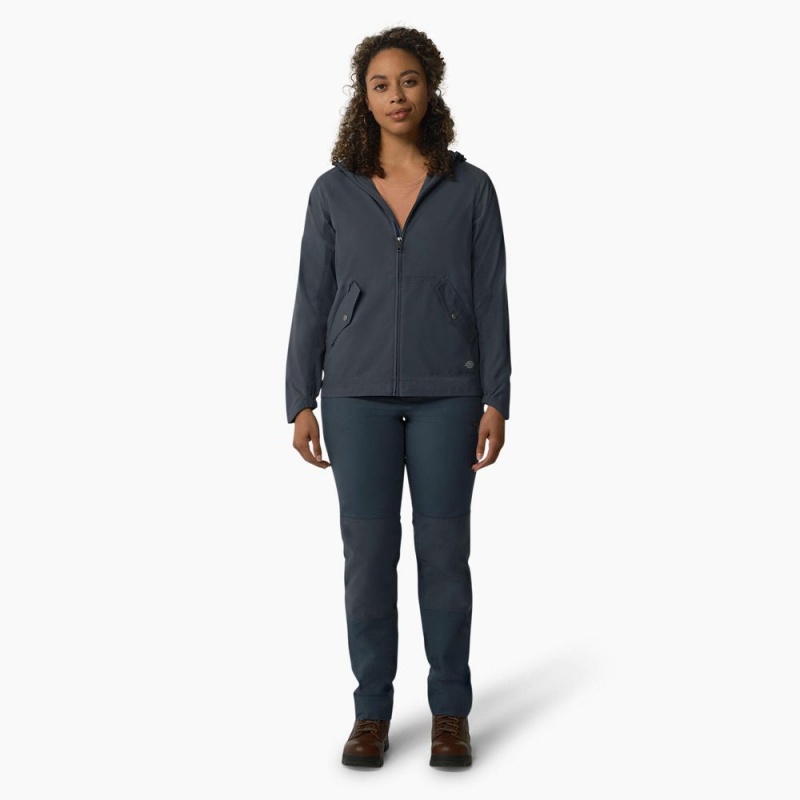 Blue Women's Dickies Performance Hooded Jacket | OVI930856