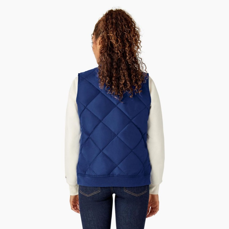 Blue Women's Dickies Quilted Vest | HGY756981