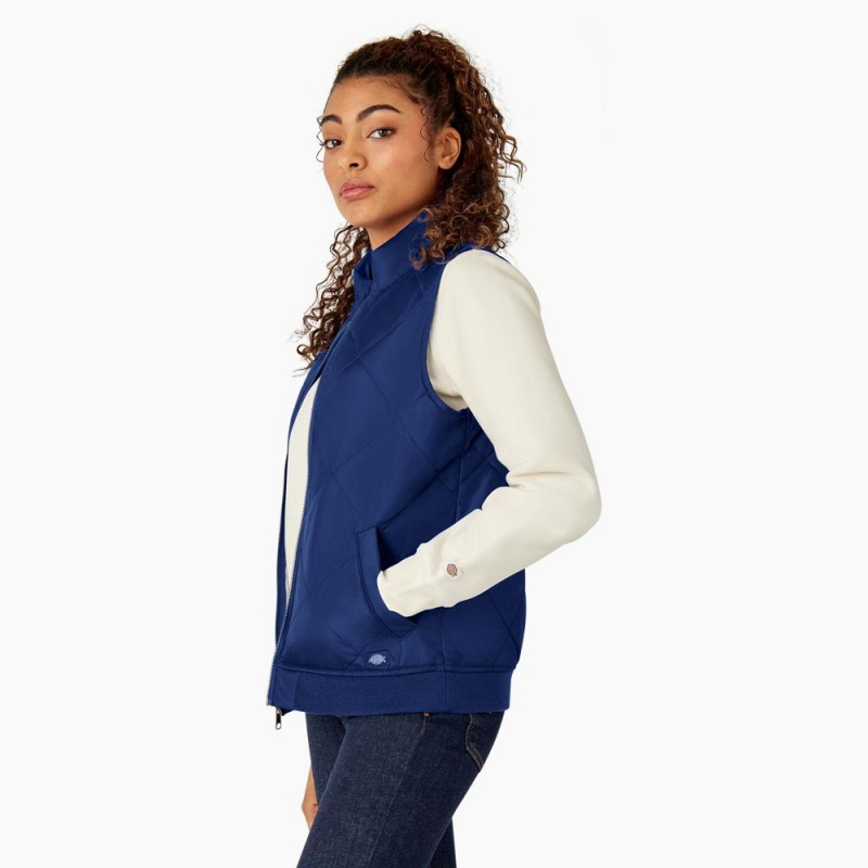 Blue Women's Dickies Quilted Vest | HGY756981