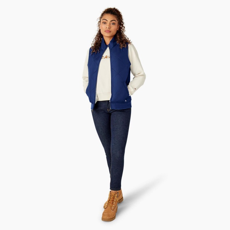 Blue Women's Dickies Quilted Vest | HGY756981