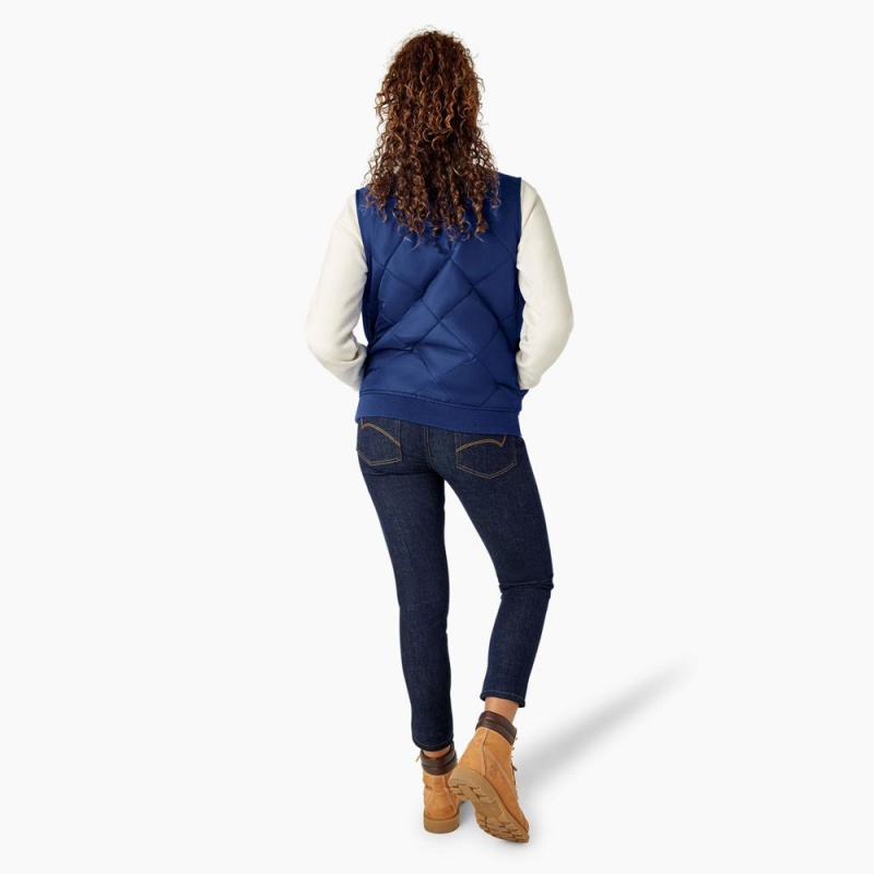 Blue Women's Dickies Quilted Vest | HGY756981