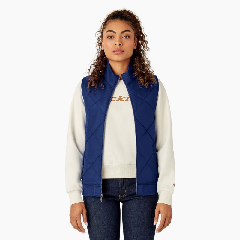 Blue Women\'s Dickies Quilted Vest | HGY756981