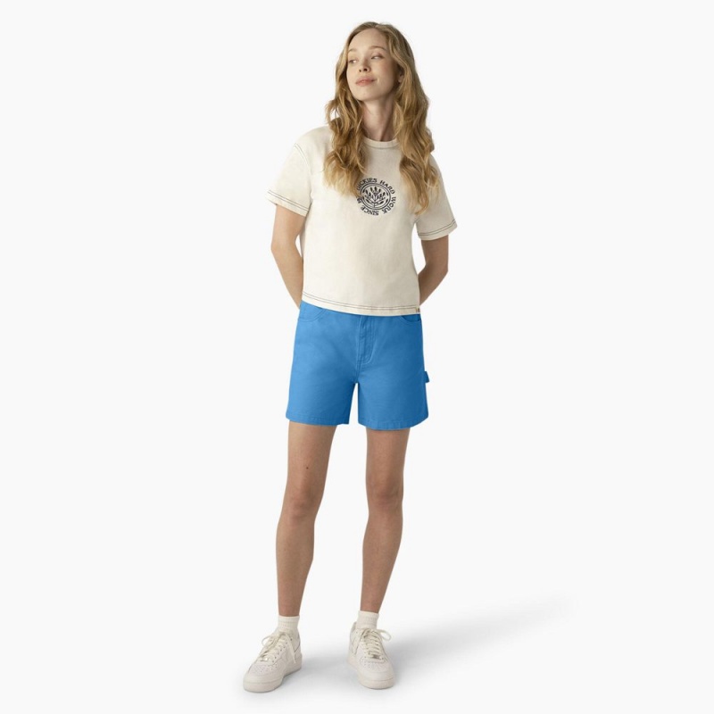 Blue Women's Dickies Regular Fit Duck Shorts | KOD087694