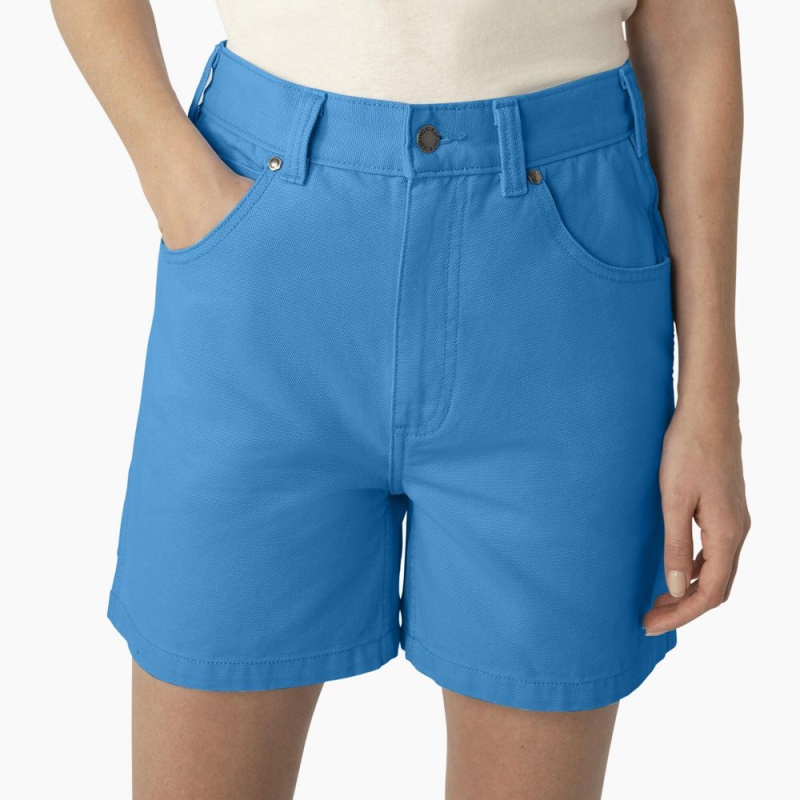 Blue Women's Dickies Regular Fit Duck Shorts | KOD087694