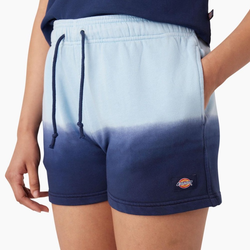 Blue Women's Dickies Relaxed Fit Ombre Knit Shorts | YRM941652