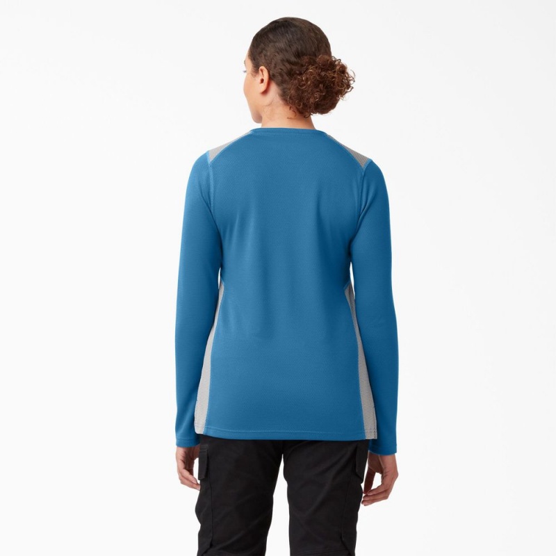 Blue Women's Dickies Temp-iQ® 365 Long Sleeve Pocket T-Shirt | RQY831947