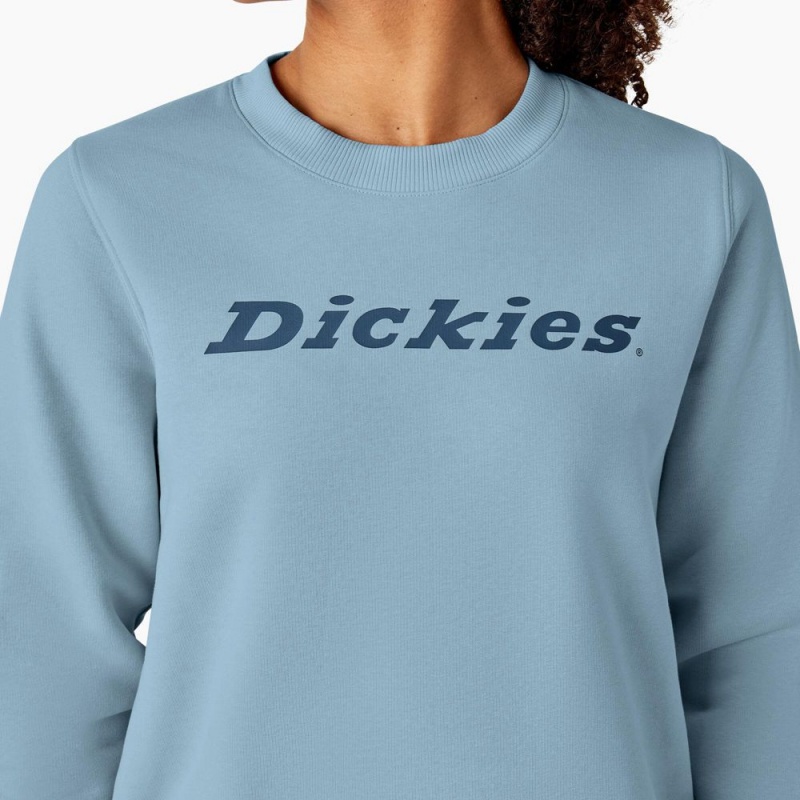 Blue Women's Dickies Water Repellent Logo Sweatshirt | TDK704632