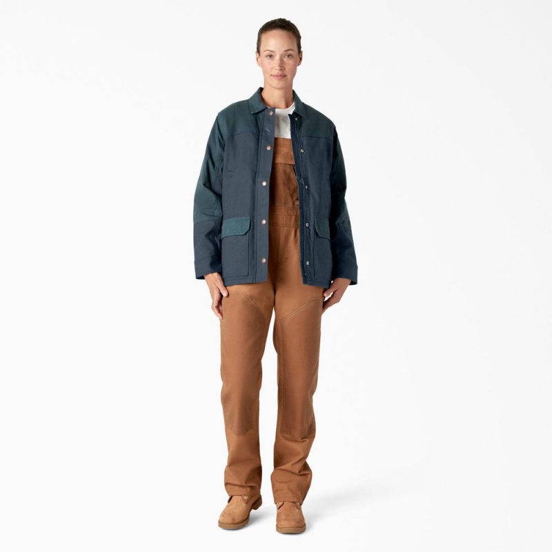 Blue Women's Dickies Waxed Canvas Chore Coat Jacket | TKO469782