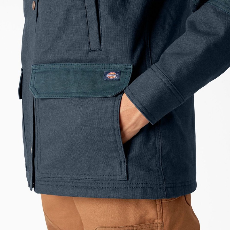 Blue Women's Dickies Waxed Canvas Chore Coat Jacket | TKO469782