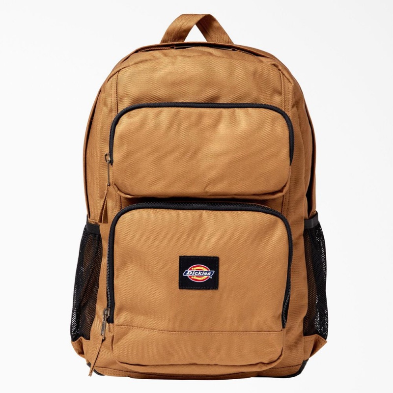 Brown Kids\' Dickies Double Pocket Backpack | GAU530847