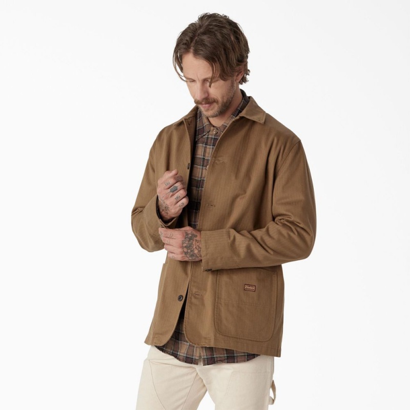 Brown Men's Dickies 1922 Herringbone Jacket | LWH972058