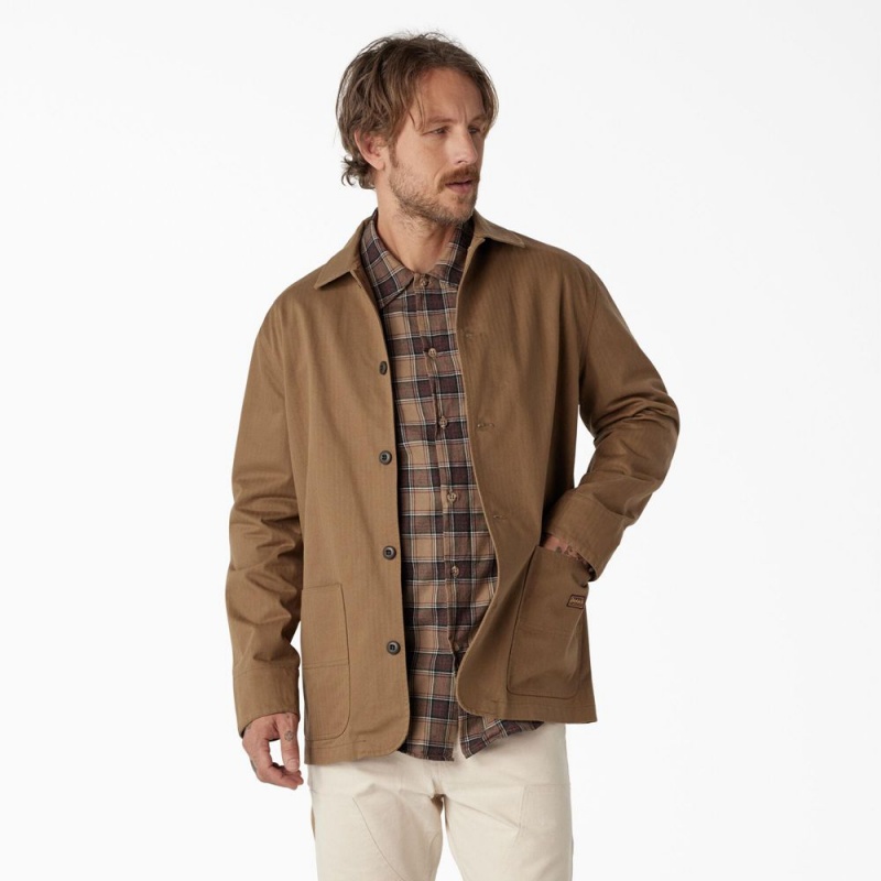 Brown Men\'s Dickies 1922 Herringbone Jacket | LWH972058