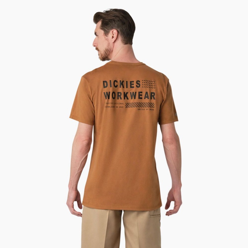 Brown Men\'s Dickies Cooling Performance Graphic T-Shirt | ZMQ340672