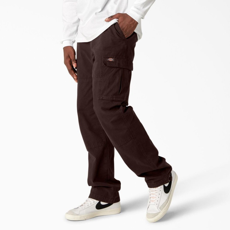 Brown Men's Dickies Double Knee Canvas Cargo Pants | ZOP107529