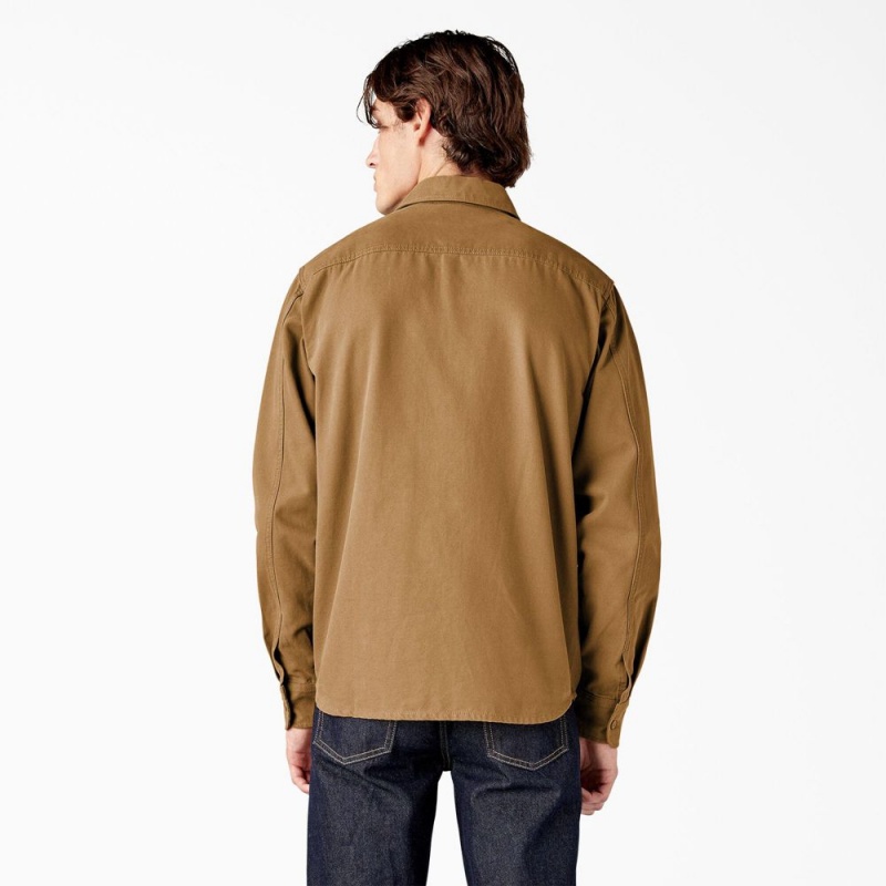 Brown Men's Dickies Duck Canvas Long Sleeve Utility Shirt | RZV719084