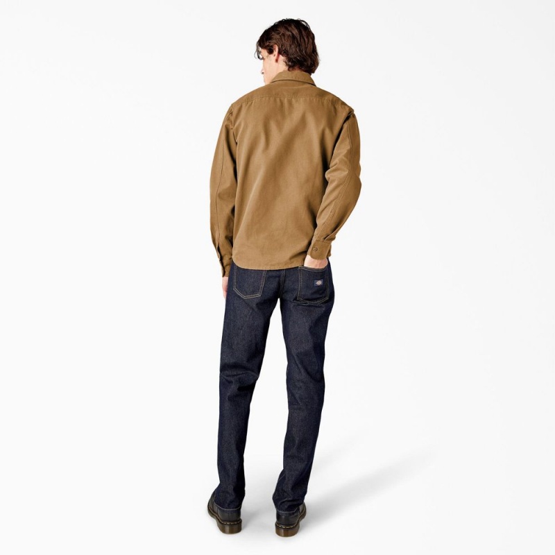 Brown Men's Dickies Duck Canvas Long Sleeve Utility Shirt | RZV719084