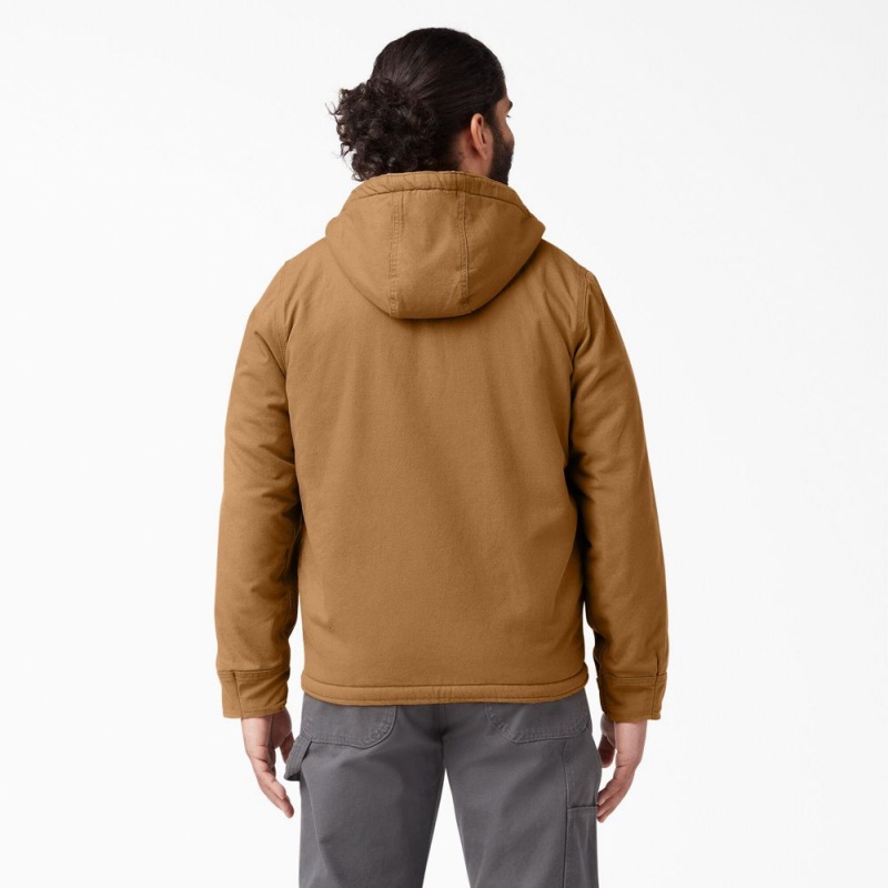 Brown Men's Dickies Duck High Pile Fleece Lined Hooded Jacket | WPB297580