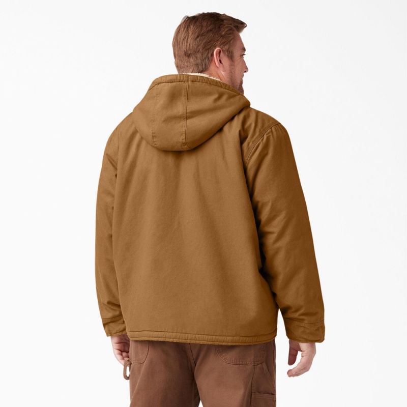 Brown Men's Dickies Duck High Pile Fleece Lined Hooded Jacket | WPB297580