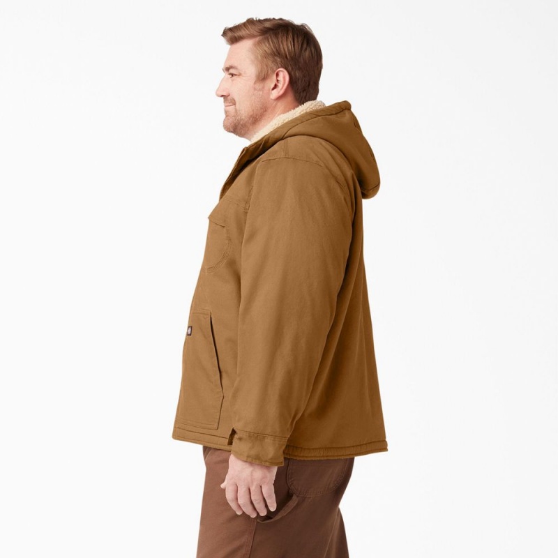 Brown Men's Dickies Duck High Pile Fleece Lined Hooded Jacket | WPB297580