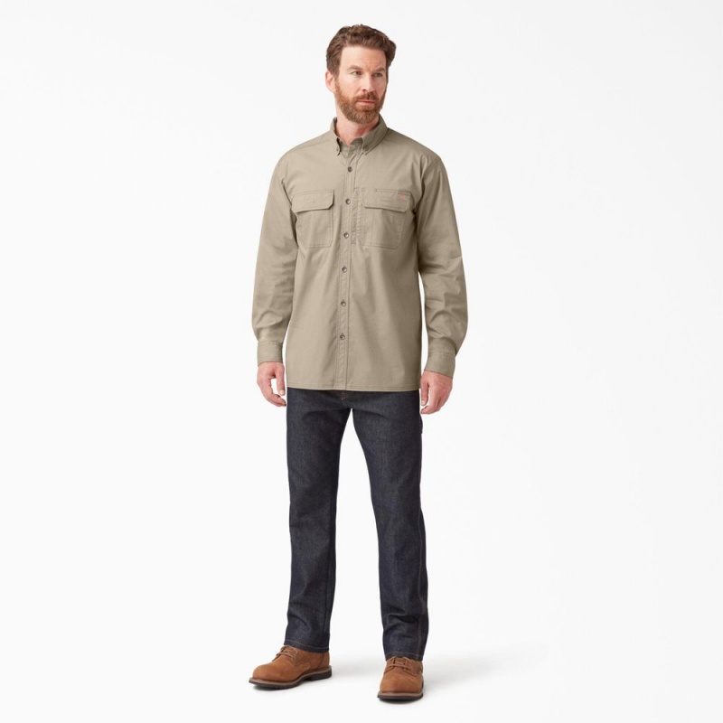 Brown Men's Dickies DuraTech Ranger Ripstop Shirt | OSW038756