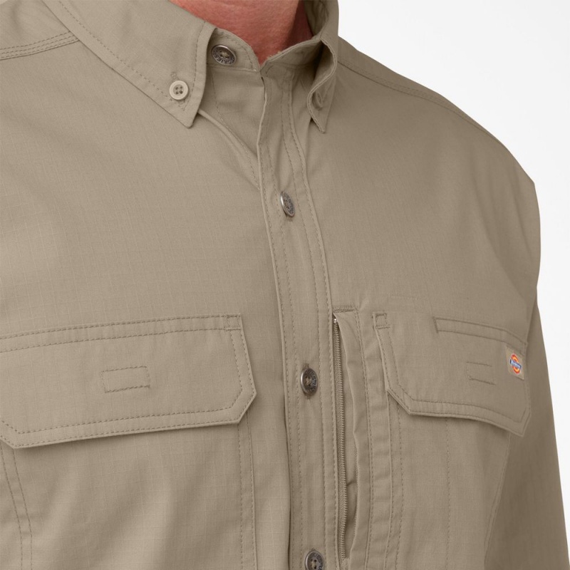 Brown Men's Dickies DuraTech Ranger Ripstop Shirt | OSW038756