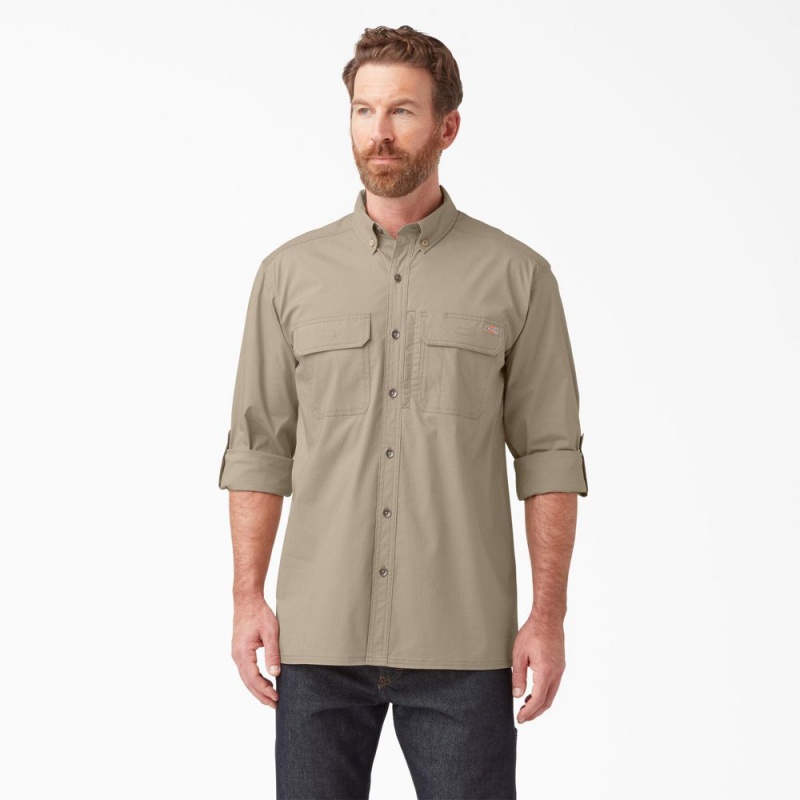 Brown Men\'s Dickies DuraTech Ranger Ripstop Shirt | OSW038756