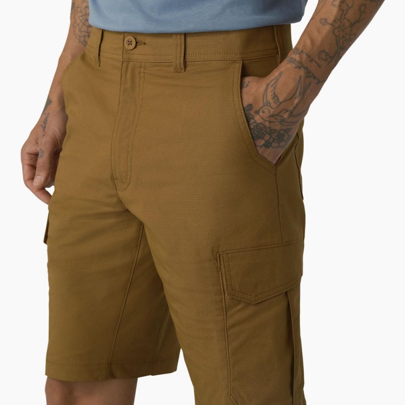 Brown Men's Dickies FLEX Cooling Regular Fit Cargo Shorts | AEL541620