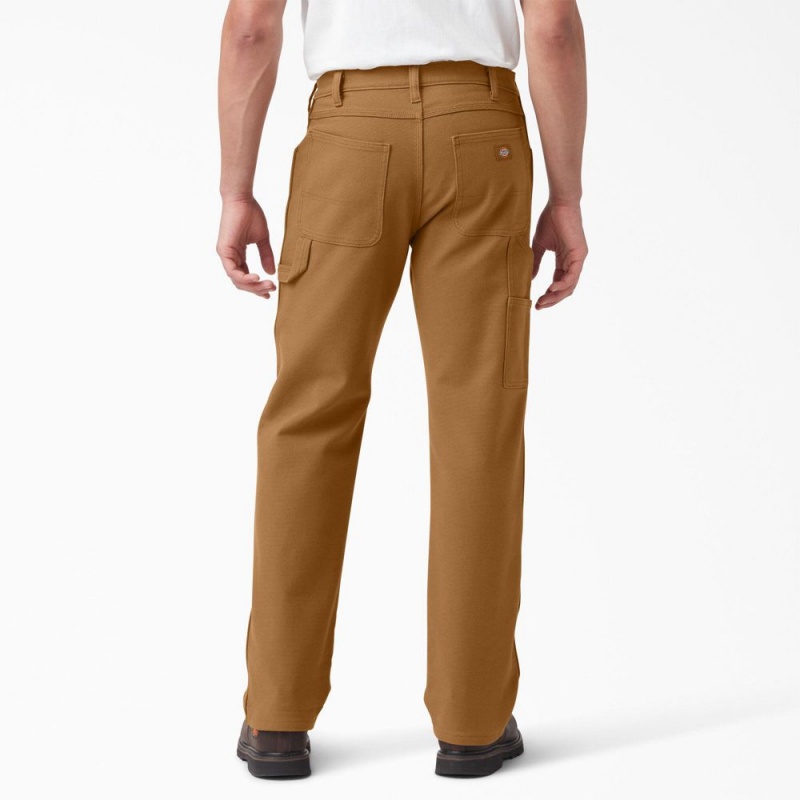 Brown Men's Dickies FLEX Lined Regular Fit Duck Carpenter Pants | LOB567431