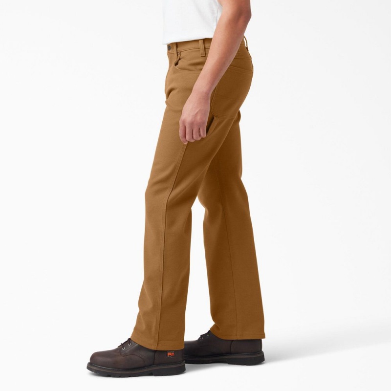 Brown Men's Dickies FLEX Lined Regular Fit Duck Carpenter Pants | LOB567431