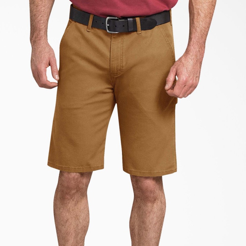 Brown Men's Dickies FLEX Regular Fit Duck Carpenter Shorts | XYO236194