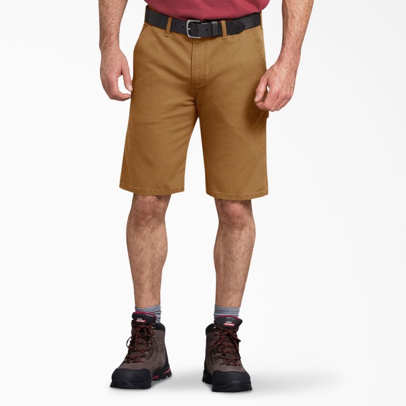 Brown Men\'s Dickies FLEX Regular Fit Duck Carpenter Shorts | XYO236194