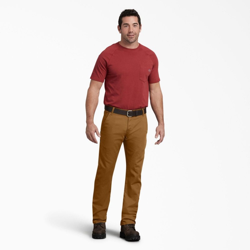 Brown Men's Dickies FLEX Regular Fit Duck Carpenter Pants | EMZ436951