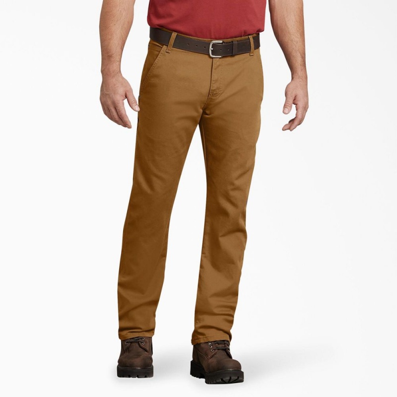 Brown Men\'s Dickies FLEX Regular Fit Duck Carpenter Pants | EMZ436951