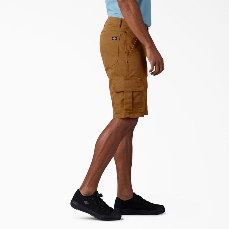 Brown Men's Dickies FLEX Relaxed Fit Duck Cargo Shorts | BDG896504