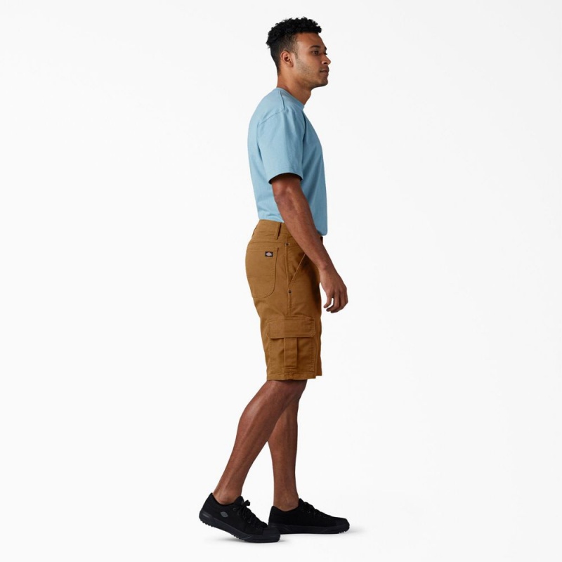 Brown Men's Dickies FLEX Relaxed Fit Duck Cargo Shorts | BDG896504