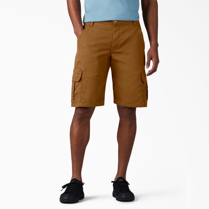 Brown Men\'s Dickies FLEX Relaxed Fit Duck Cargo Shorts | BDG896504